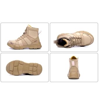 Tactical steel toe work boots Desert Tan