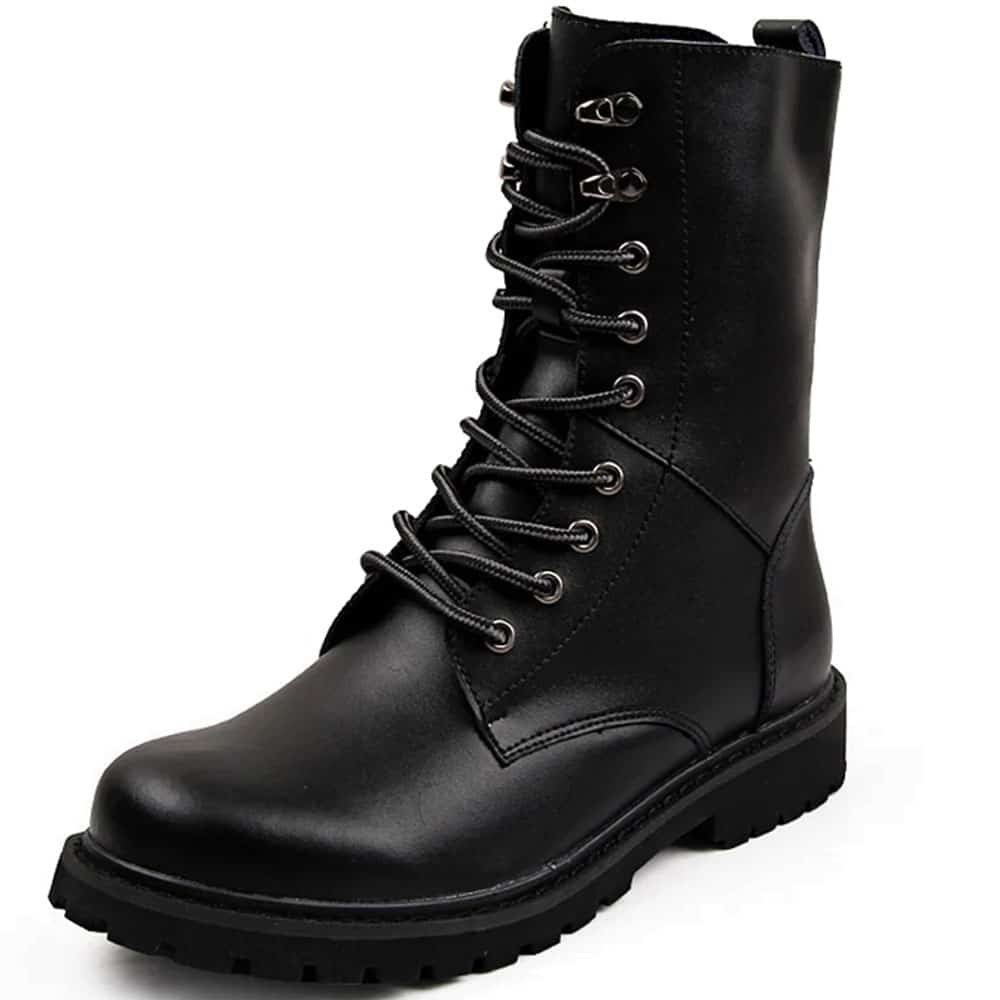 Waterproof leather combat boots