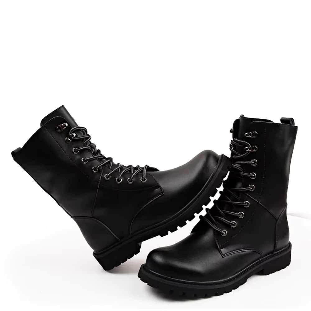 Waterproof leather combat boots