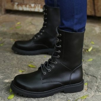 Waterproof leather combat boots