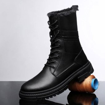 black leather lace up combat boots