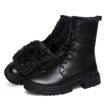 black leather lace up combat boots