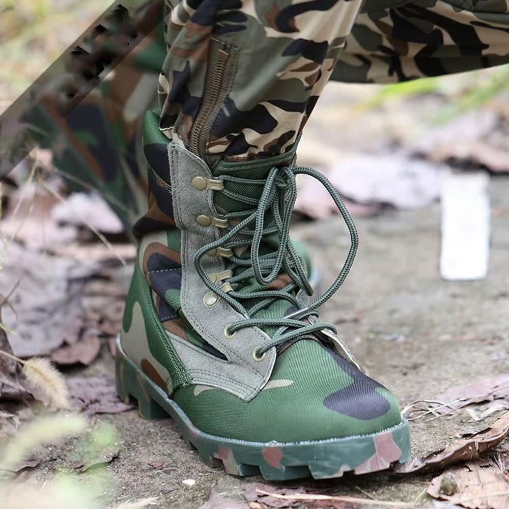 camouflage combat boots Woodland