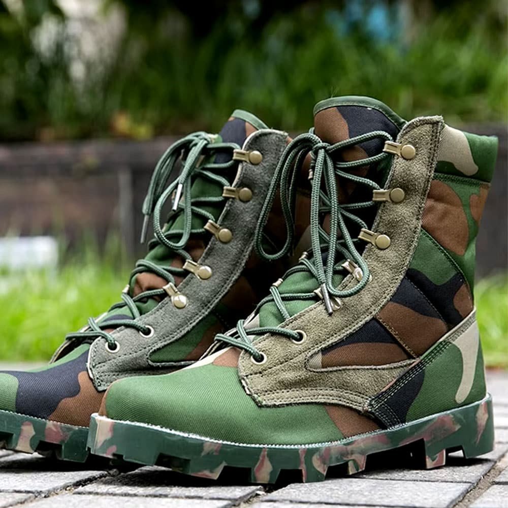 camouflage combat boots Woodland