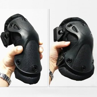Black tactical elbow and knee pads