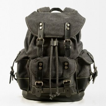 Sac à dos en toile de style militaire Gris foncé