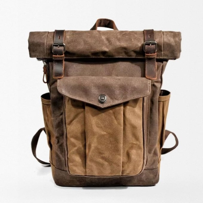 Sac à dos militaire vintage en toile Marron