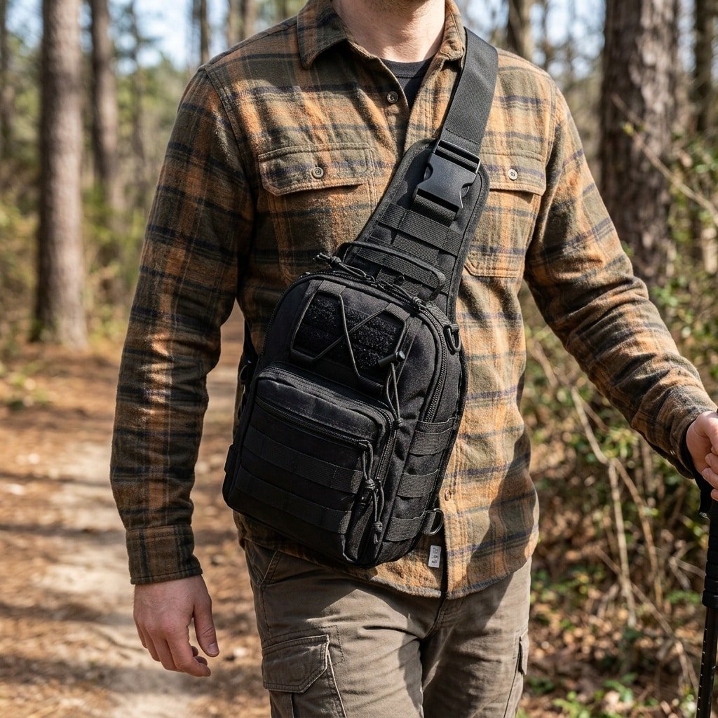 Sac à bandoulière tactique noir – Image 4