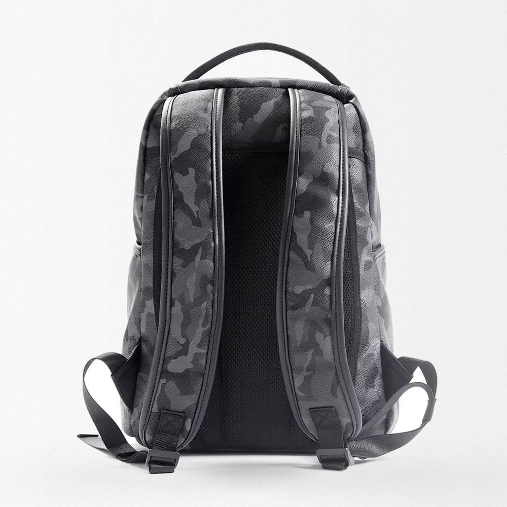 Camo leather backpack