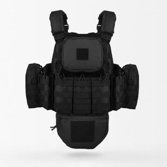 Porte-plaques Molle avec pochettes Noir