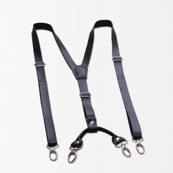 Black leather tactical suspenders