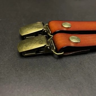 Brown leather tactical suspenders