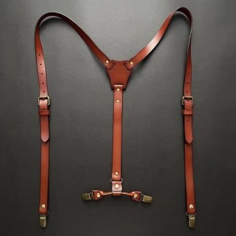 Brown leather tactical suspenders