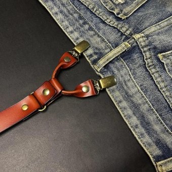 Brown leather tactical suspenders