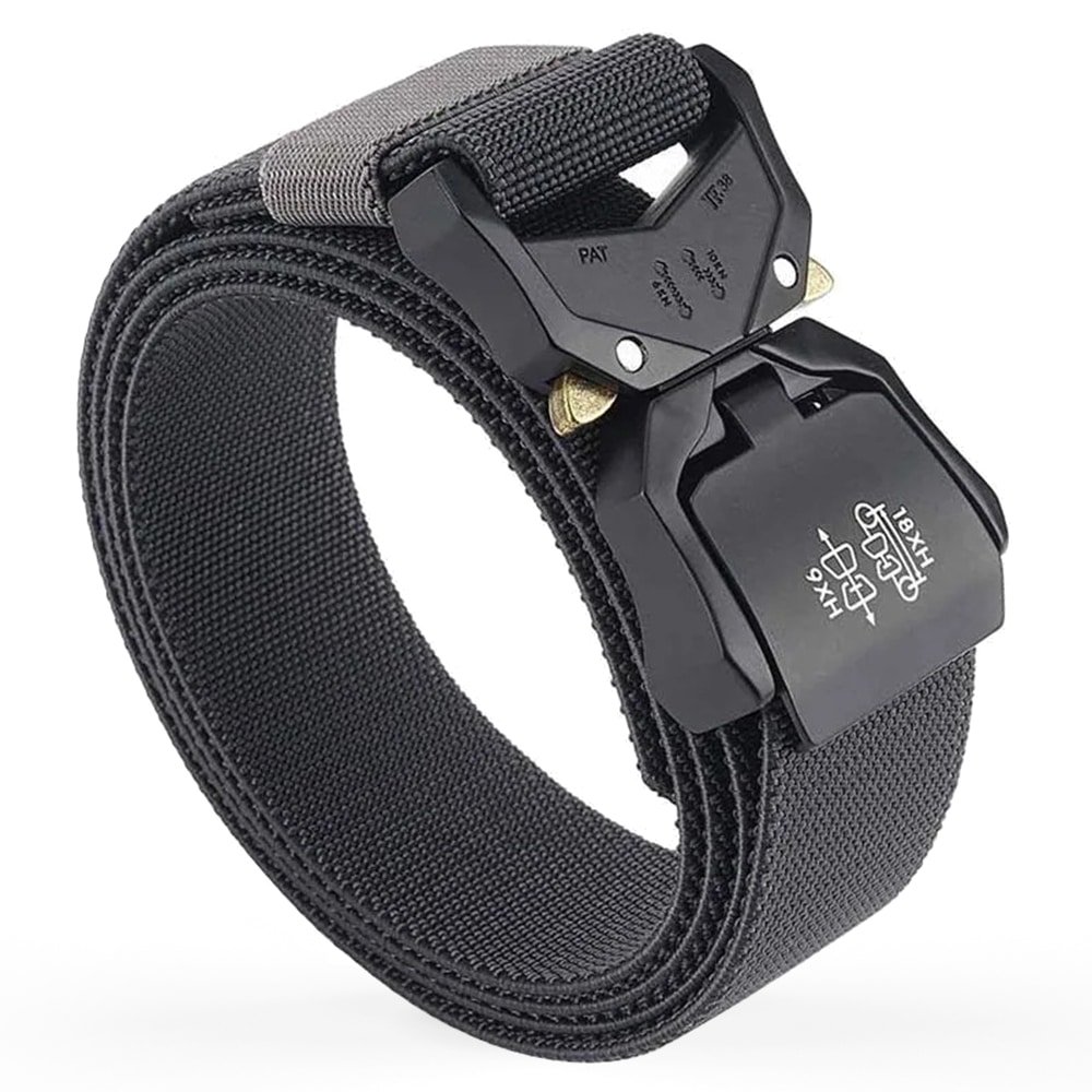 Elastic tactical belt with key & bottle buckles