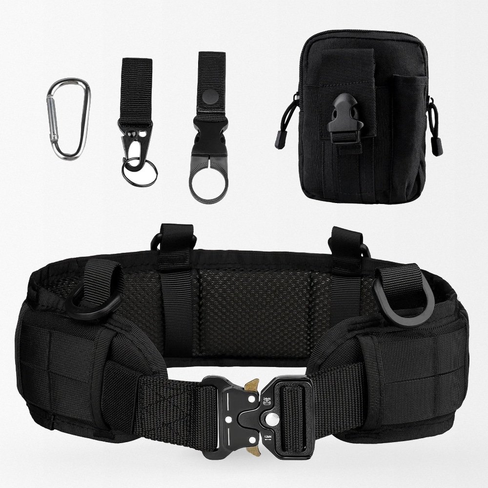 Padded combat belt with pouch and key bouckle