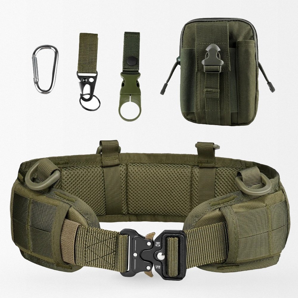 Padded combat belt with pouch and key bouckle