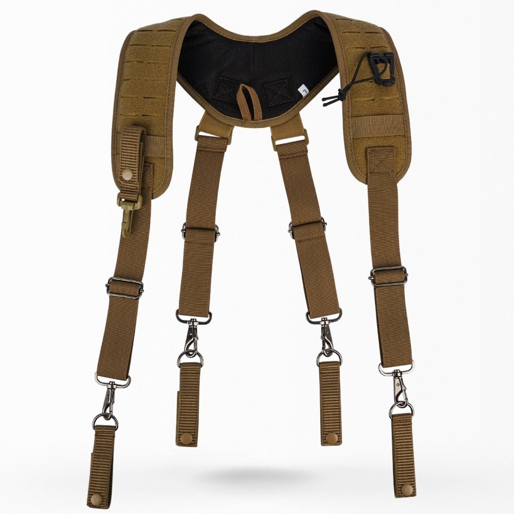 Tactical laser cut molle belt suspenders