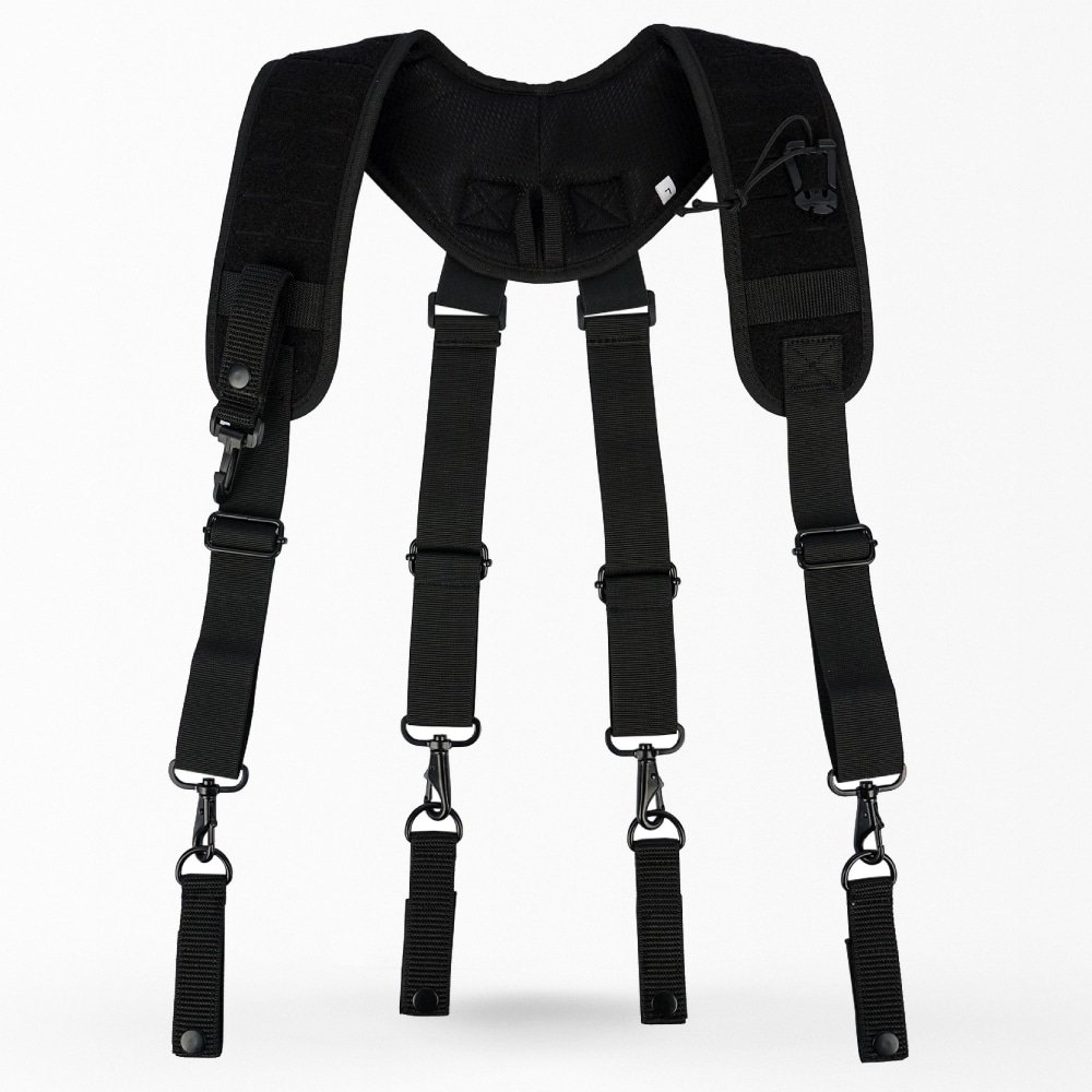 Tactical laser cut molle belt suspenders