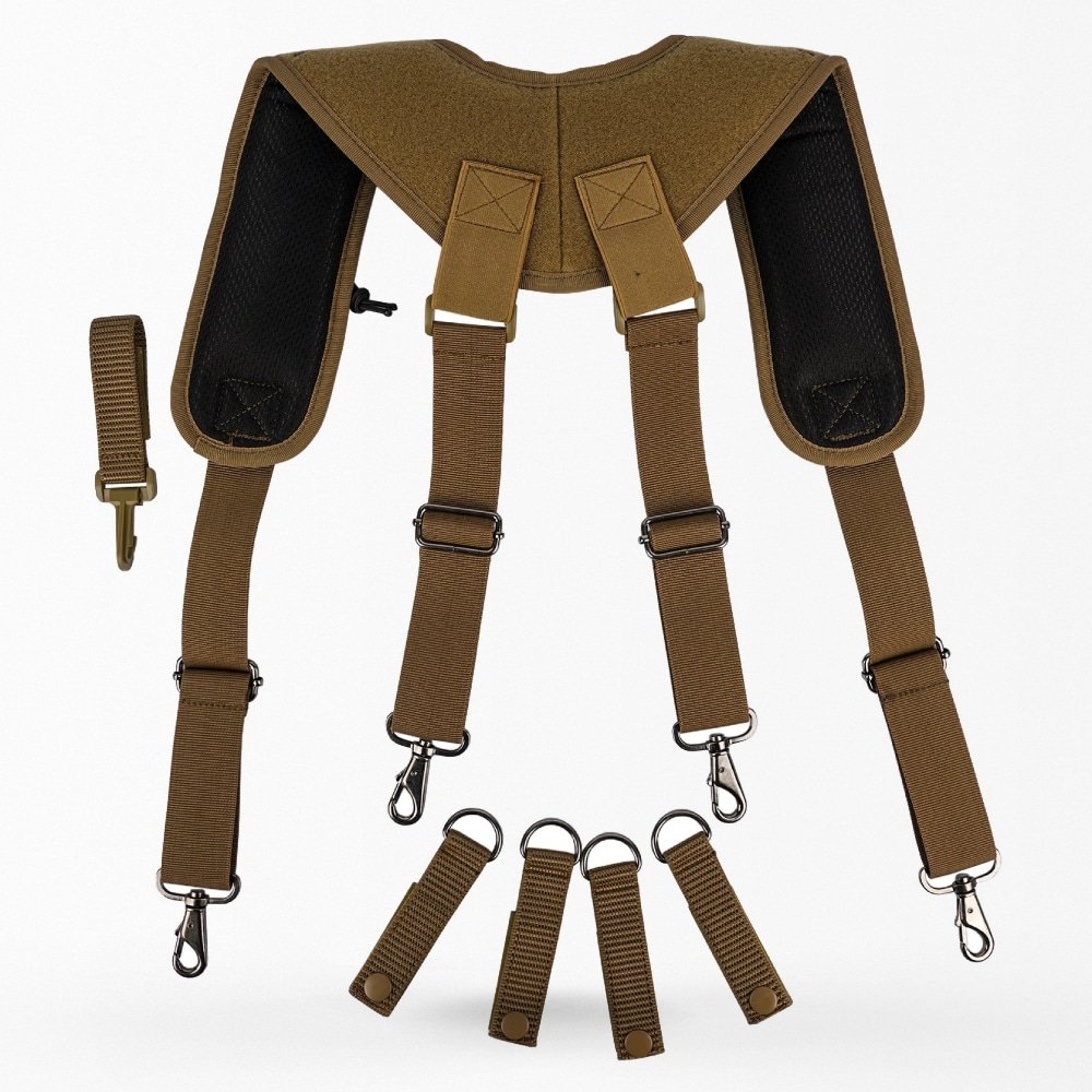 Tactical laser cut molle belt suspenders
