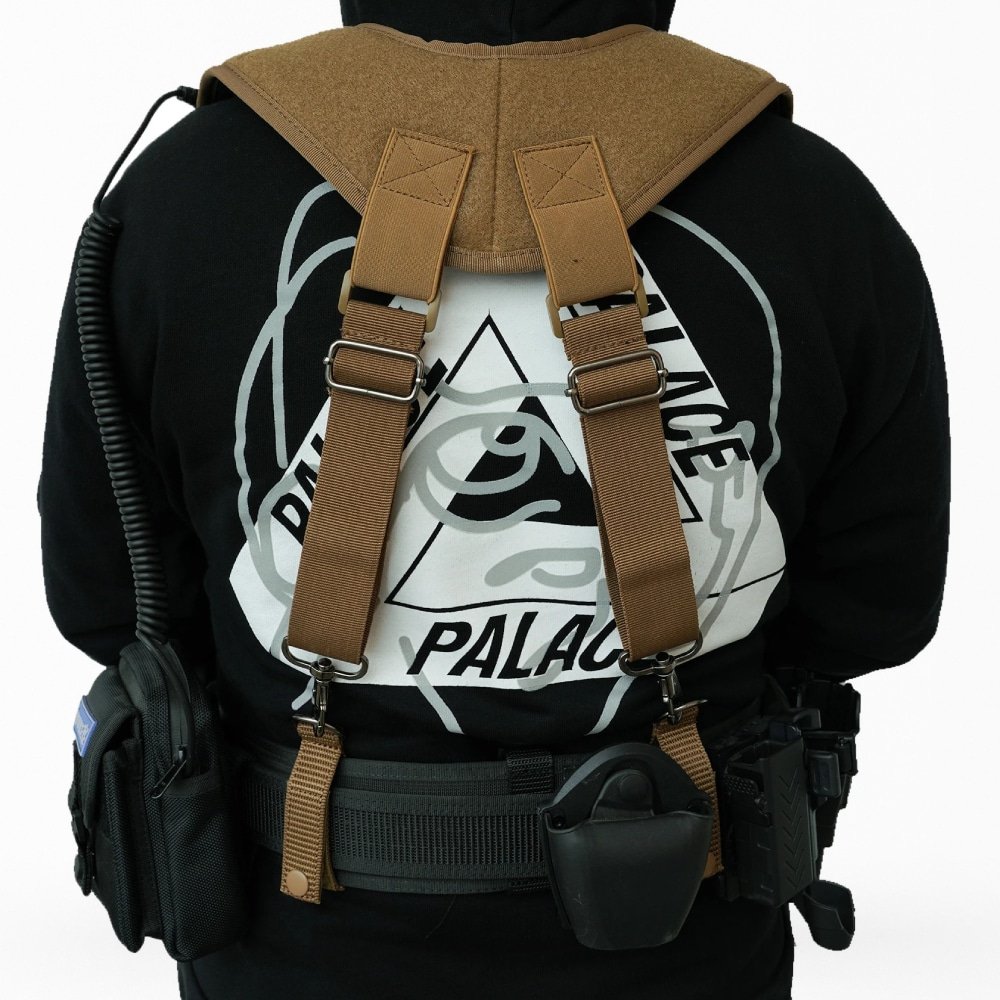 Tactical laser cut molle belt suspenders