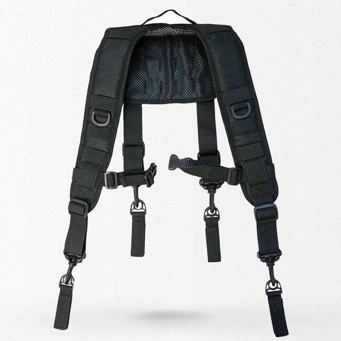 Tactical suspenders with wide backing