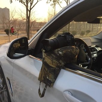 Forest camo shooting bag for window