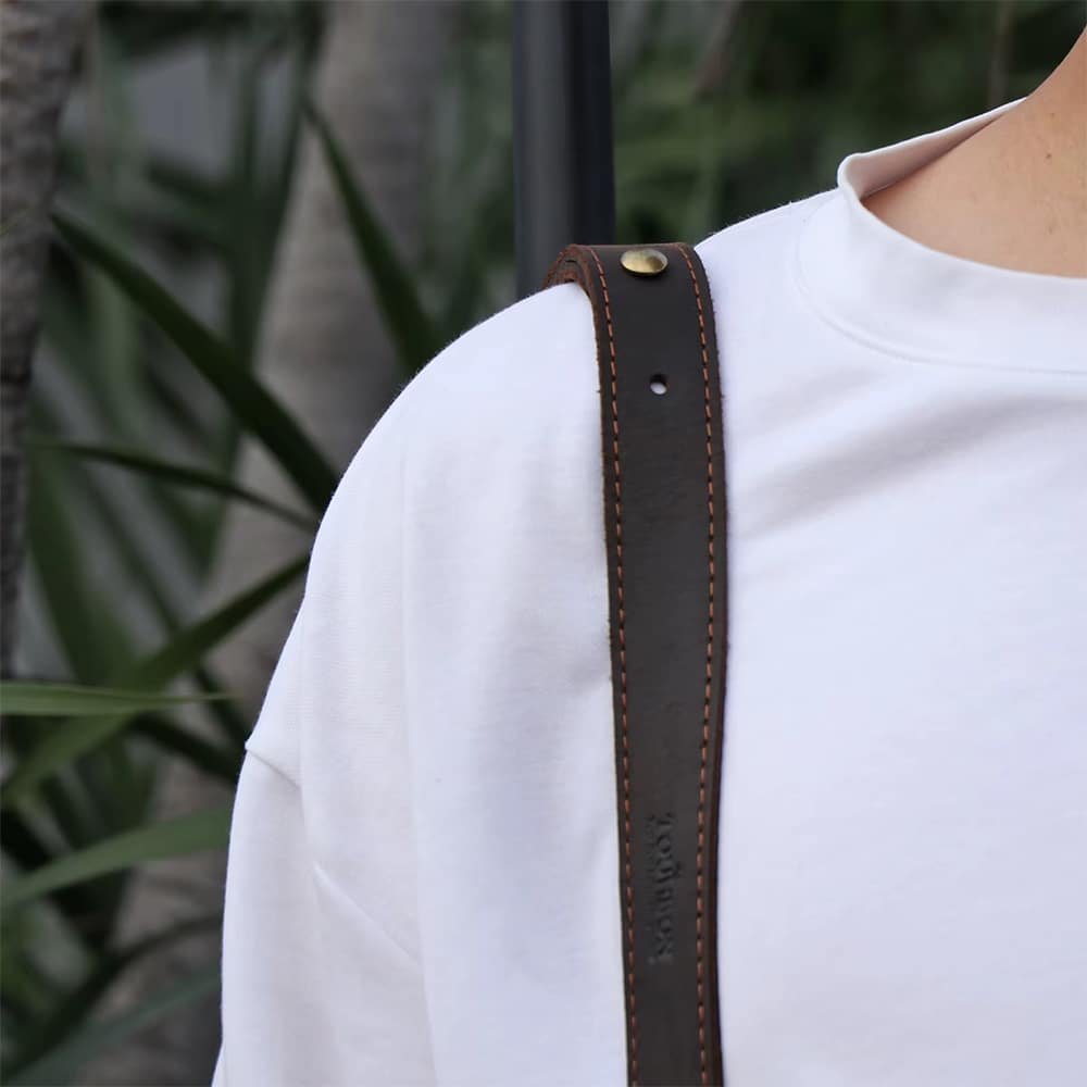 Bretelle de carabine en cuir véritable avec pivots – Image 4