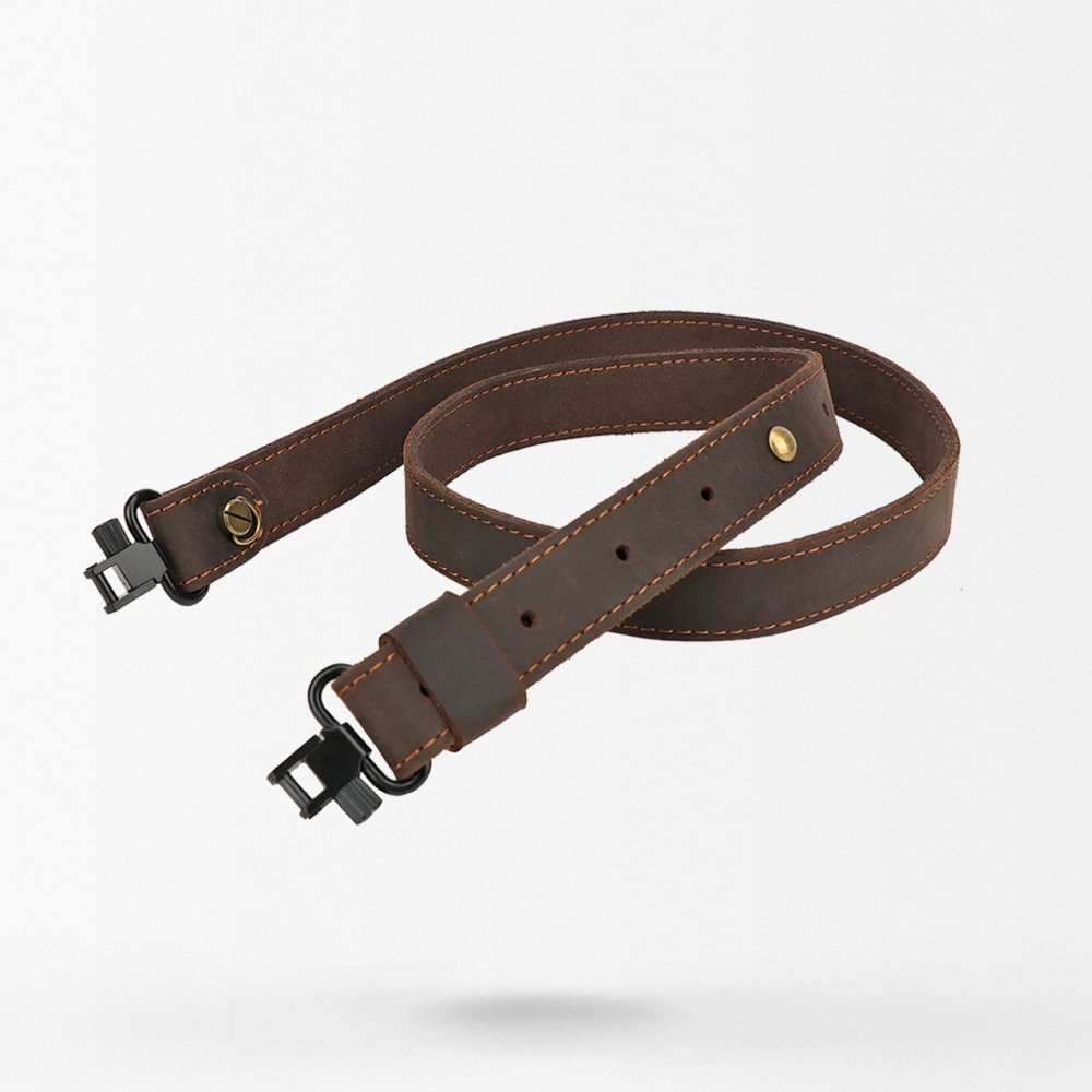 Bretelle de carabine en cuir véritable avec pivots