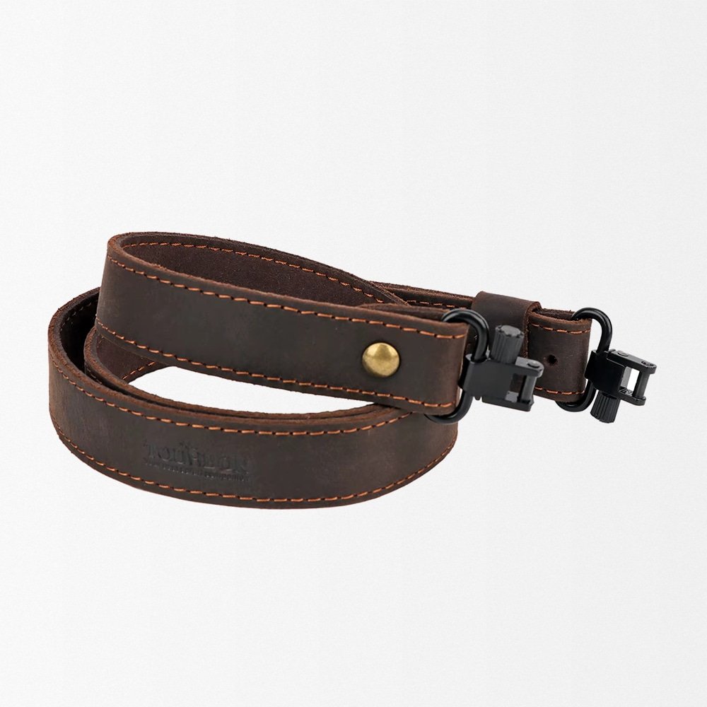 Bretelle de carabine en cuir véritable avec pivots – Image 2