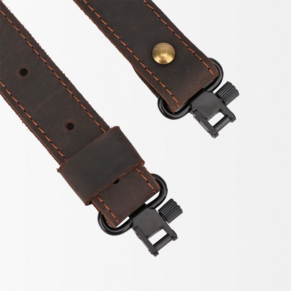 Bretelle de carabine en cuir véritable avec pivots – Image 3