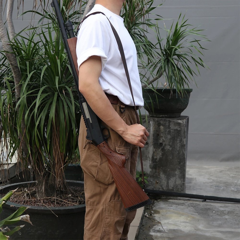 Bretelle de carabine en cuir véritable avec pivots – Image 5