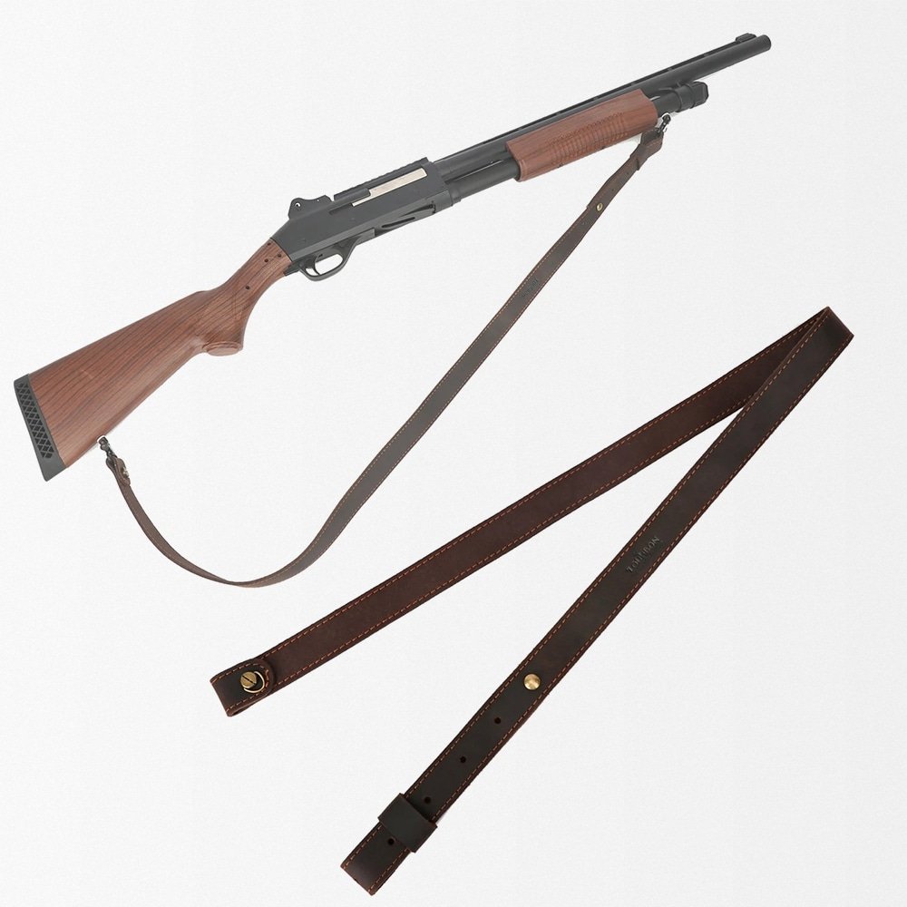 Bretelle de carabine en cuir véritable avec pivots – Image 6