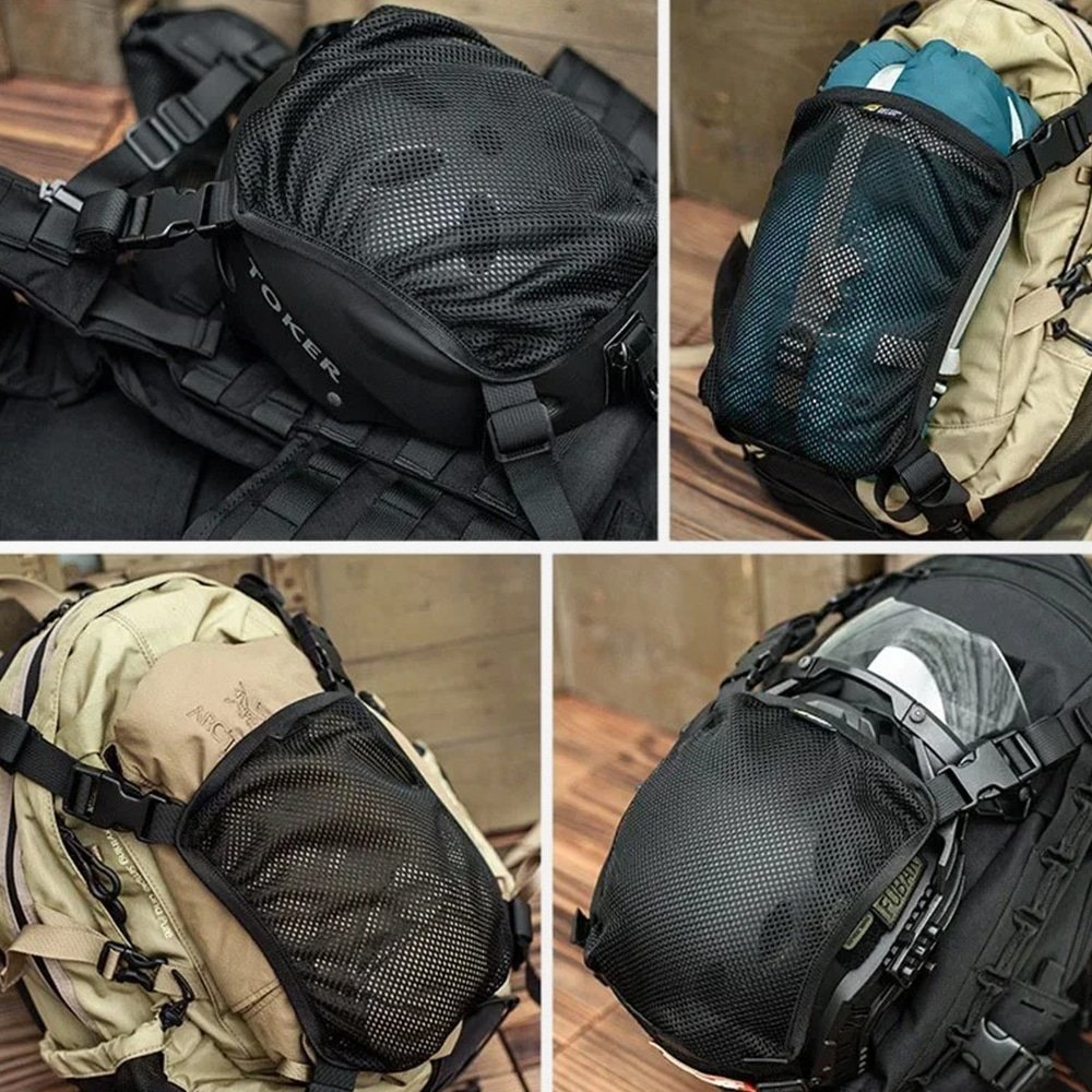 Helmet pouch for backpack