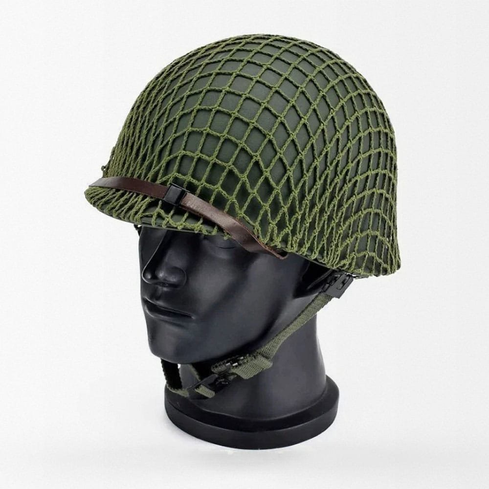 Casque militaire WW2 avec filet de camouflage – Image 2