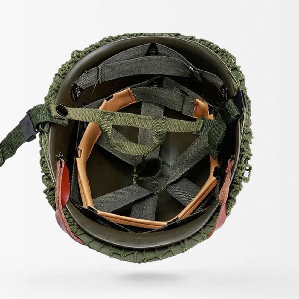 Casque militaire WW2 avec filet de camouflage – Image 4