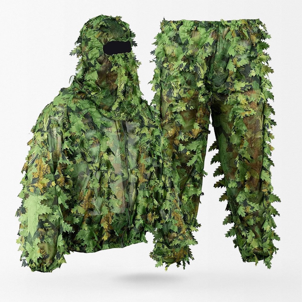 Combinaison ghillie feuilles bioniques avec masque facial