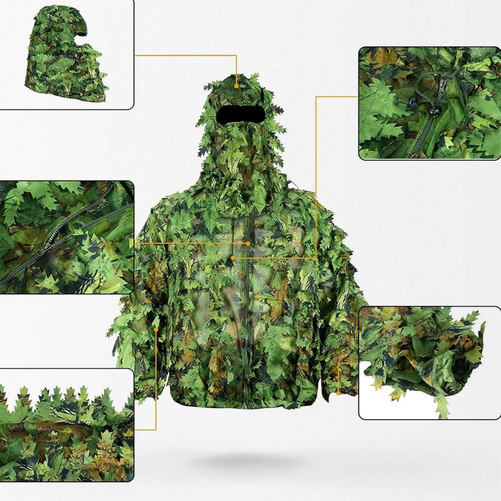 Combinaison ghillie feuilles bioniques avec masque facial – Image 3