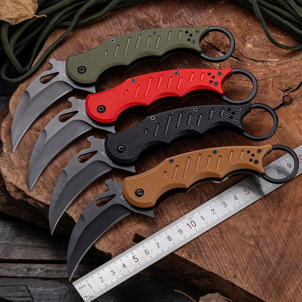 Couteau pliant tactique à lame hawkbill